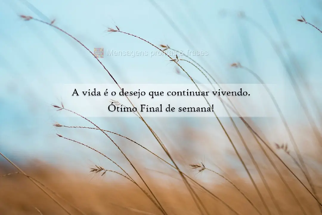 A vida é o desejo de continuar vivendo.  Ótimo Final de semana!