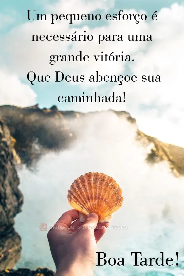 Um pequeno esforço é necessário para uma grande vitória. Que Deus abençoe sua caminhada!  Boa Tarde!