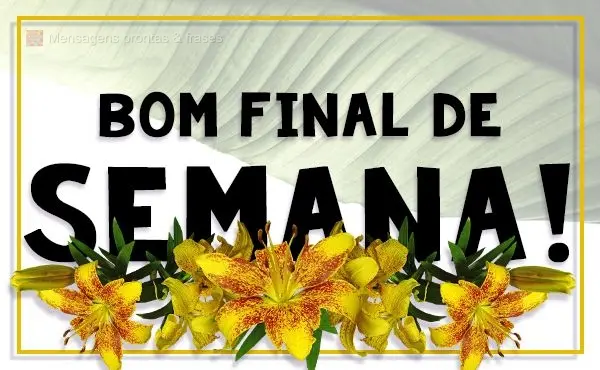 Bom final de Semana!