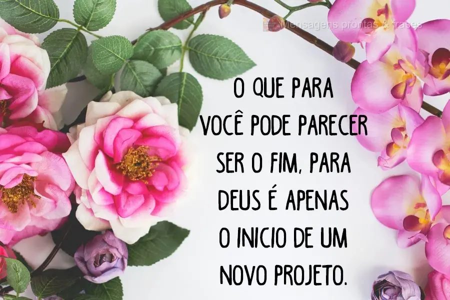 O que para você pode parecer ser o fim, para Deus é apenas o inicio de um novo projeto.