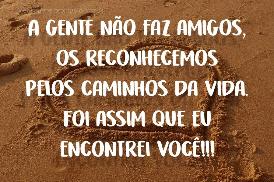 A gente não faz amigos, os reconhecemos pelos caminhos da vida. Foi assim que eu encontrei você!!!