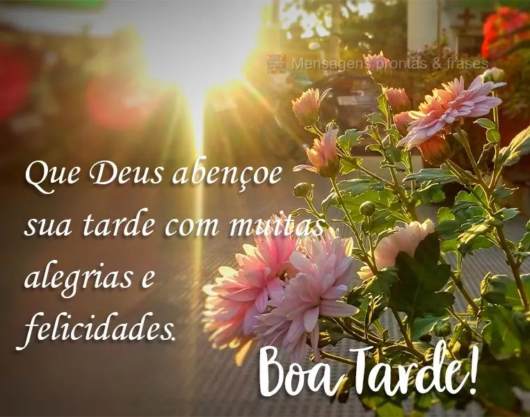 Que Deus abençoe sua tarde com muitas alegrias e felicidades.  Boa Tarde!