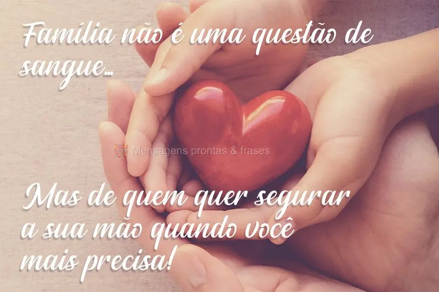 Família não é uma questão de sangue...Mas de quem quer segurar a sua mão quando você mais precisa! 
