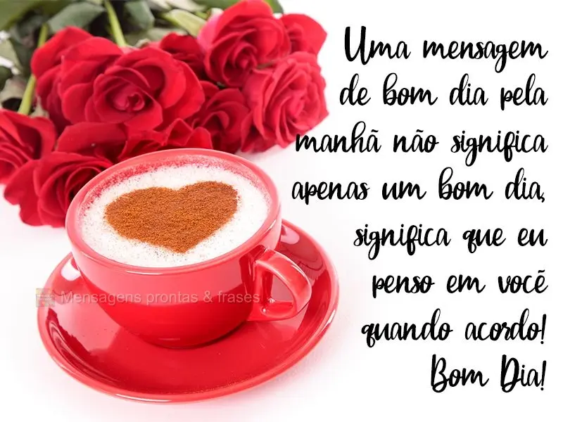 Uma mensagem de bom dia pela manhã não significa apenas um bom dia, significa que eu penso em você quando acordo!
  Bom dia!