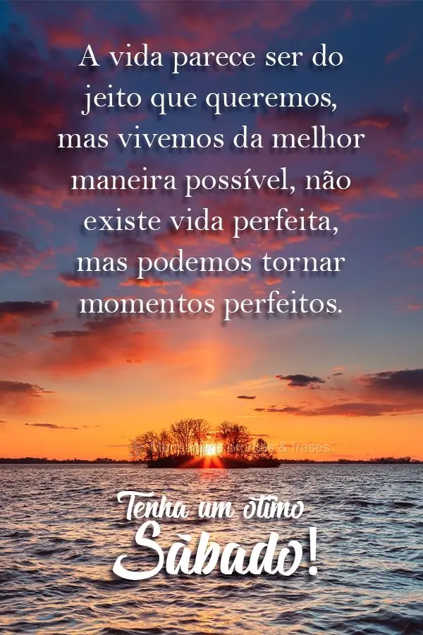 A vida parece não ser do jeito que queremos, mas vivemos da melhor maneira possível. Não existe vida perfeita, mas podemos tornar momentos perfeitos. ...