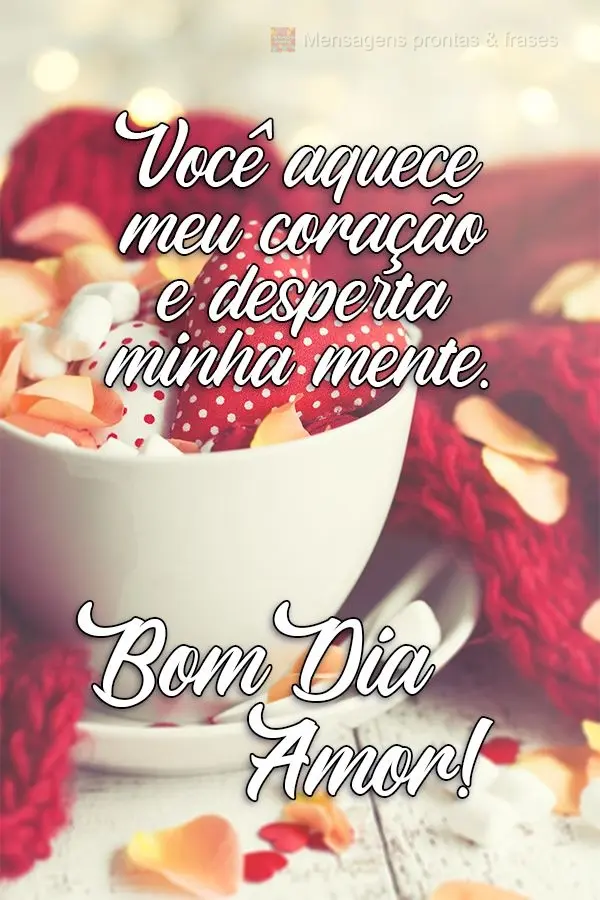 Você aquece meu coração e desperta minha mente. 
 Bom dia Amor!