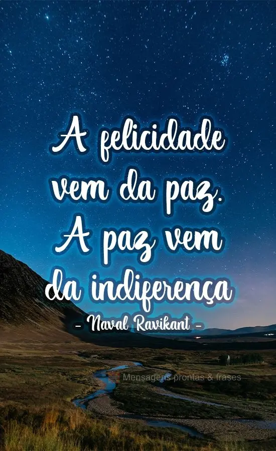 A felicidade vem da paz. A paz vem da indiferença. Naval Ravikant 