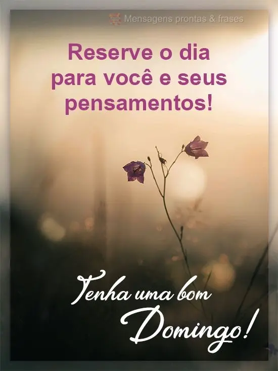 Reserve o dia para você e seus pensamentos! 
 Tenha uma bom Domingo!