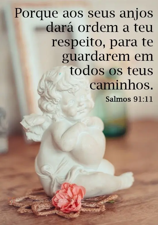 "Porque aos seus anjos dará ordem a teu respeito, para te guardarem em todos os teus caminhos."

Salmos 91:11