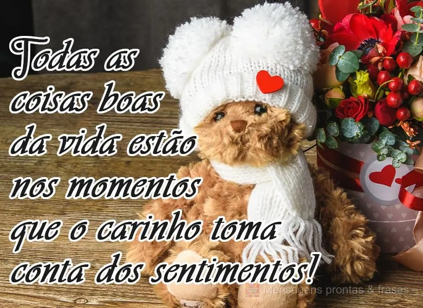 Todas as coisas boas da vida estão nos momentos que o carinho toma conta dos sentimentos!
