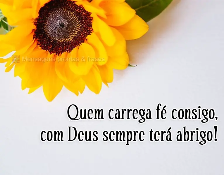 Quem carrega fé consigo, com Deus sempre terá abrigo! 
