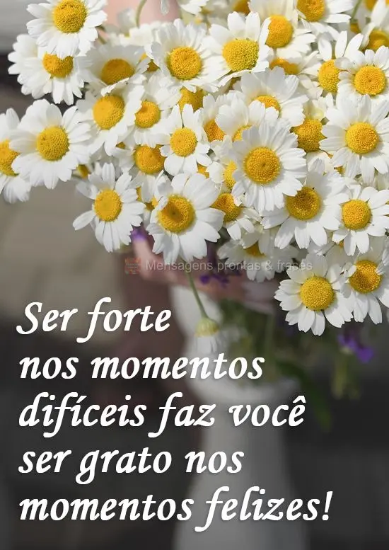 Ser forte nos momentos difíceis faz você ser grato nos momentos felizes! 
