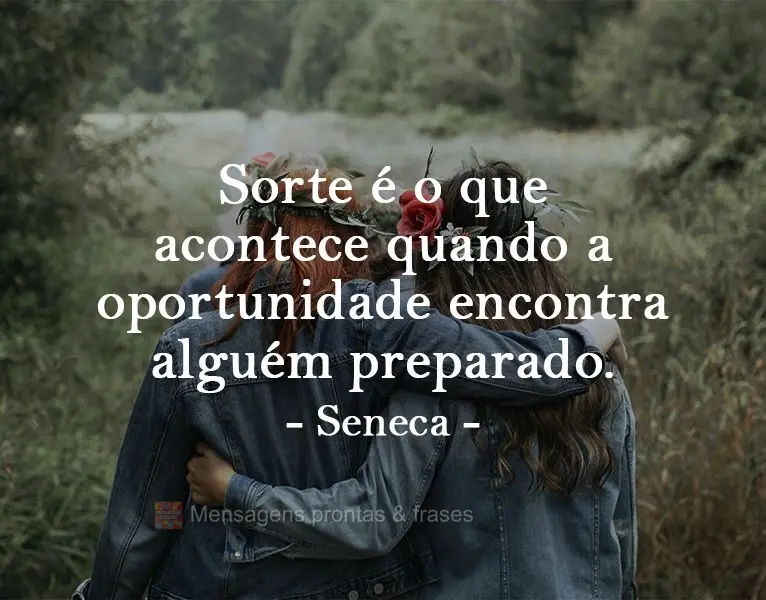 Sorte é o que acontece quando a oportunidade encontra alguém preparado.  Seneca