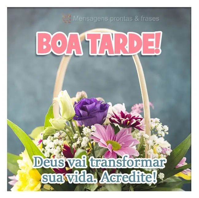 Deus vai transformar sua vida. Acredite!
 Boa tarde! 