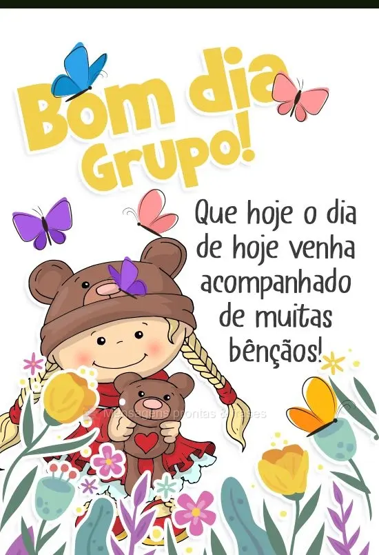 Que hoje o dia venha acompanhado de muitas bênçãos!

 Bom dia Grupo! 