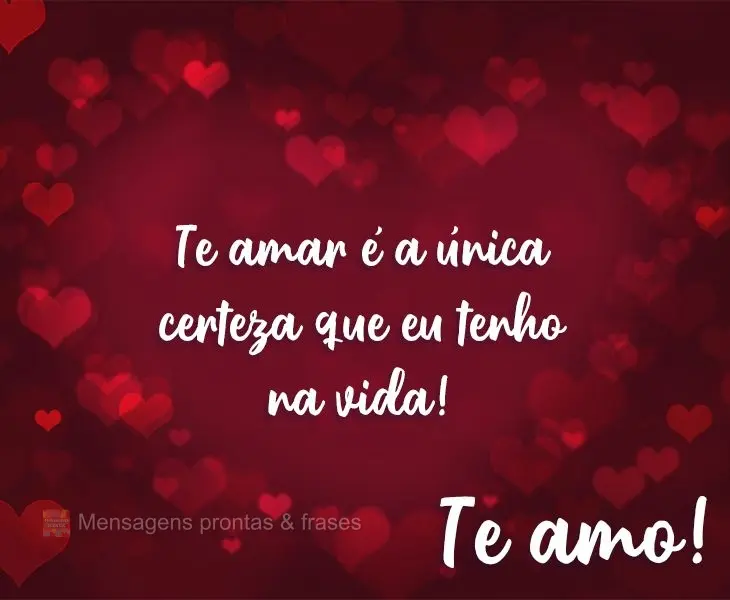 Te amar é a única certeza que eu tenho na vida!  Te amo!