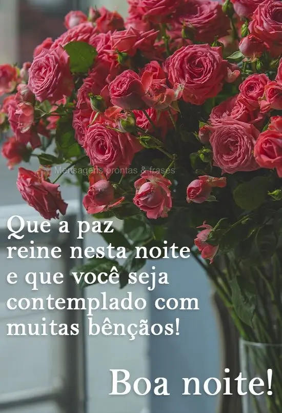 Que a paz reine nesta noite e você seja contemplado com muitas bênçãos! 
 Boa noite!