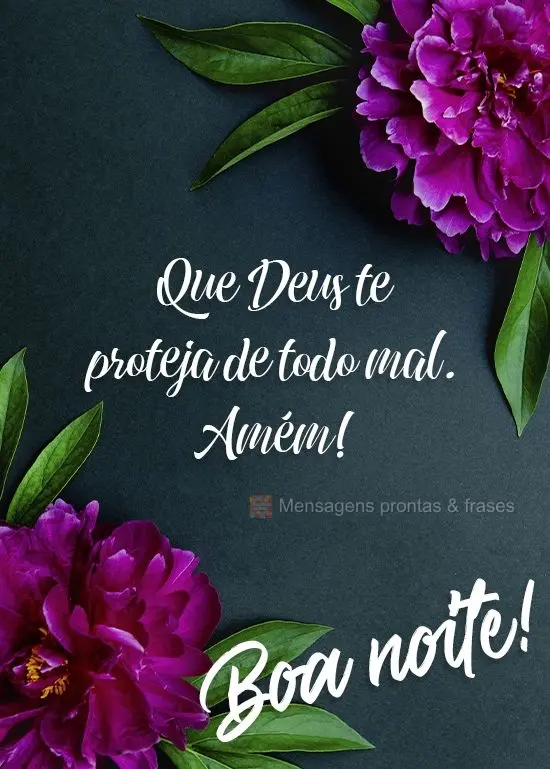 Que Deus te proteja de todo mal. Amém  Boa noite!