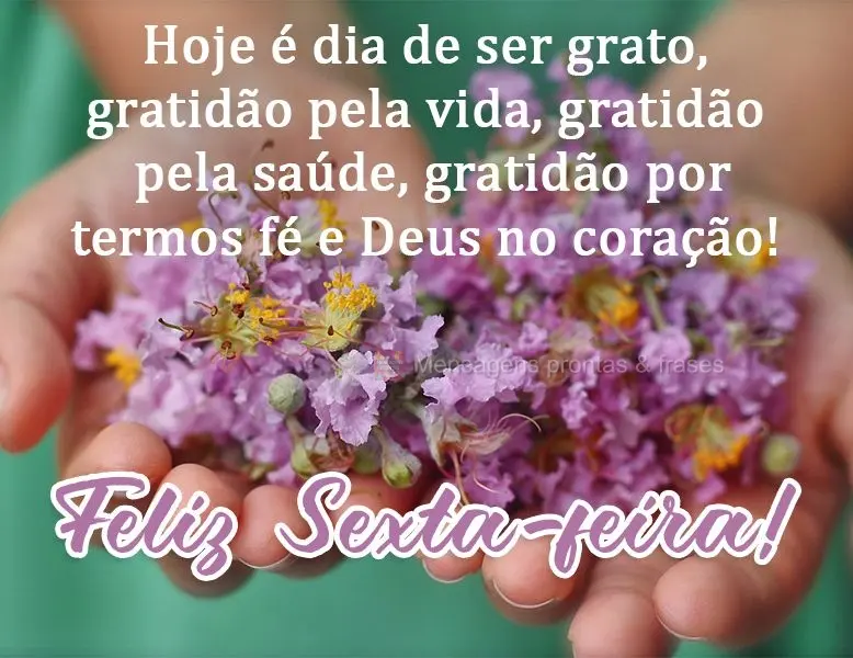 Hoje é dia de ser grato. Gratidão pela vida, gratidão pela saúde, gratidão por termos fé e Deus no coração!  Feliz Sexta-feira!