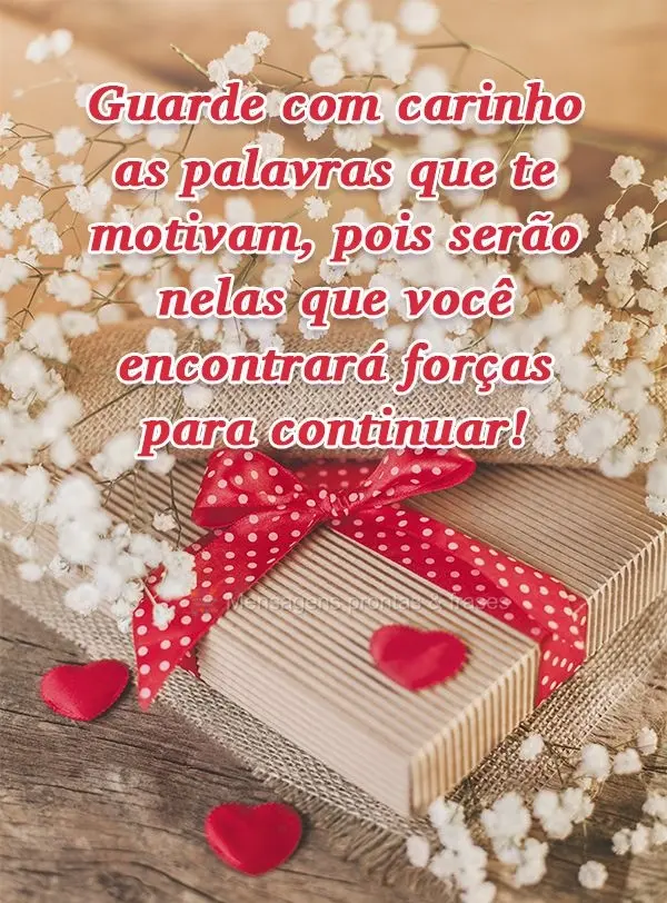 Guarde com carinho as palavras que te motivam, pois serão nelas que você encontrará forças para continuar!