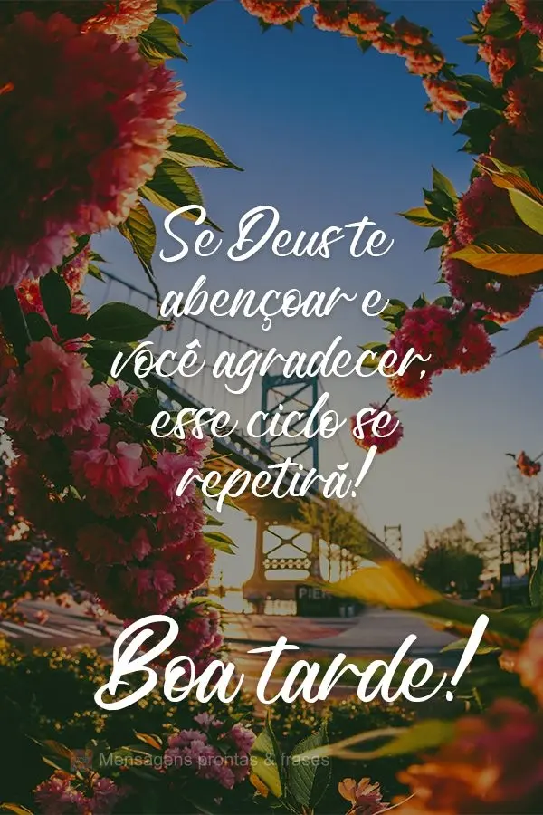 Se Deus te abençoar e você agradecer, esse ciclo se repetirá!  Boa tarde!