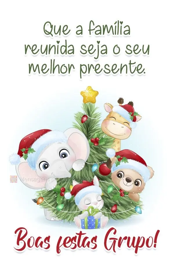 Que a família reunida seja o seu melhor presente.  Boas festas Grupo!