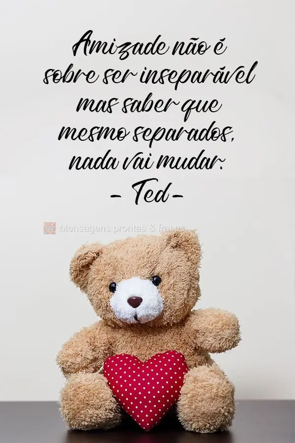 Amizade não é sobre ser inseparável, mas saber que mesmo separados, nada vai mudar.  Ted