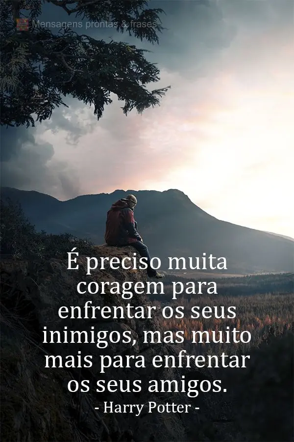 É preciso muita coragem para enfrentar os seus inimigos, mas muito mais para enfrentar os seus amigos. Harry Potter.