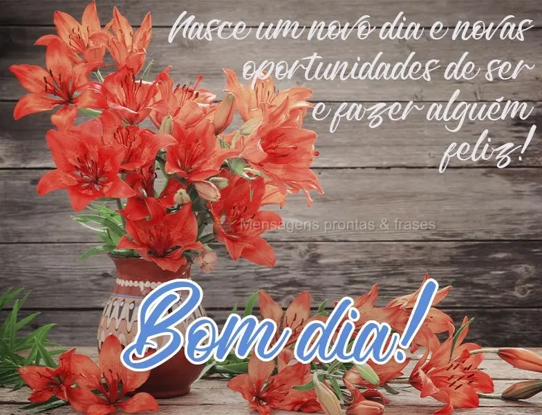 Nasce um novo dia e novas oportunidades de ser e fazer alguém feliz! Bom dia!