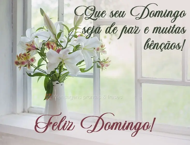 Que seu Domingo seja de paz e muitas bênçãos!  Feliz Domingo!