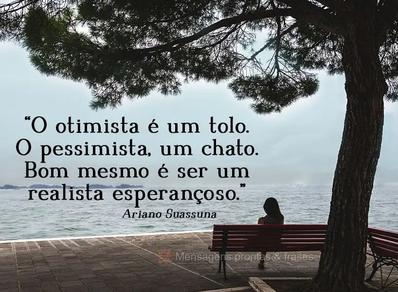 “O otimista é um tolo. O pessimista, um chato. Bom mesmo é ser um realista esperançoso.”  Ariano Suassuna