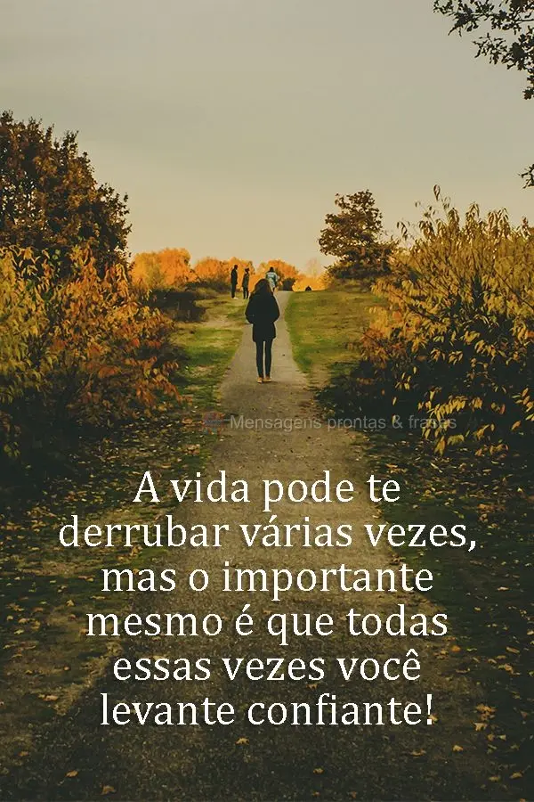 A vida pode te derrubar várias vezes, mas o importante mesmo é que todas essas vezes você levante confiante!