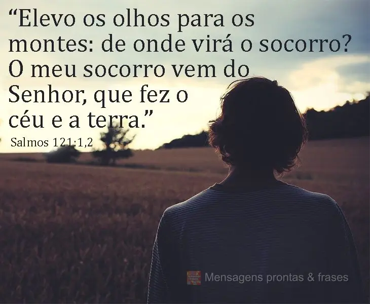 “Elevo os olhos para os montes: de onde virá o socorro? O meu socorro vem do Senhor, que fez o céu e a terra.”  Salmos 121:1,2