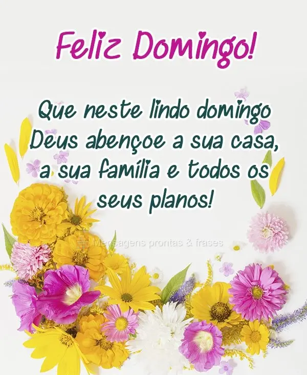 Que neste lindo domingo Deus abençoe a sua casa, a sua família e todos os seus planos! Feliz Domingo! 