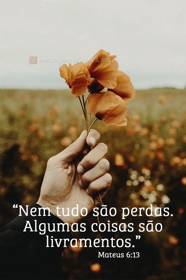 “Nem tudo são perdas. Algumas coisas são livramentos.” Mateus 6:13