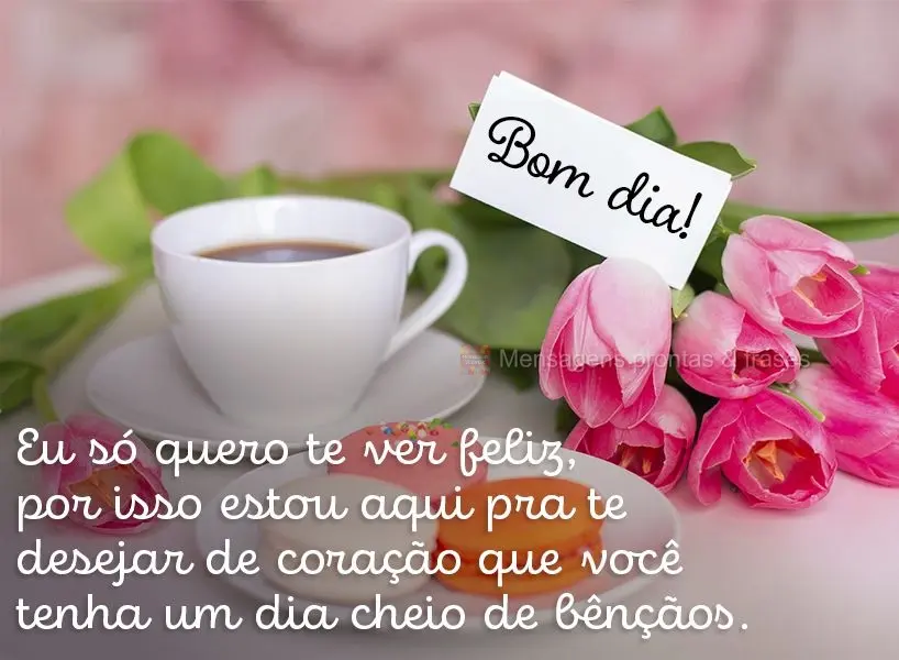 Eu só quero te ver feliz, por isso estou aqui pra te desejar de coração que você tenha um dia cheio de bênçãos.  Bom dia!