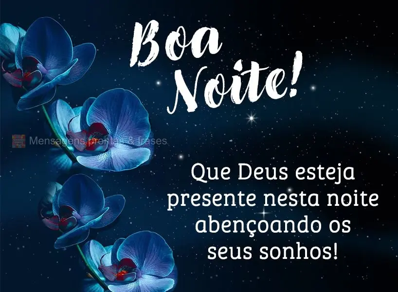 Que Deus esteja presente nesta noite abençoando os seus sonhos! Boa noite!