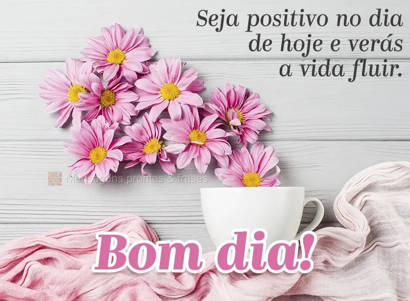 Seja positivo no dia de hoje e verás a vida fluir. Bom dia!