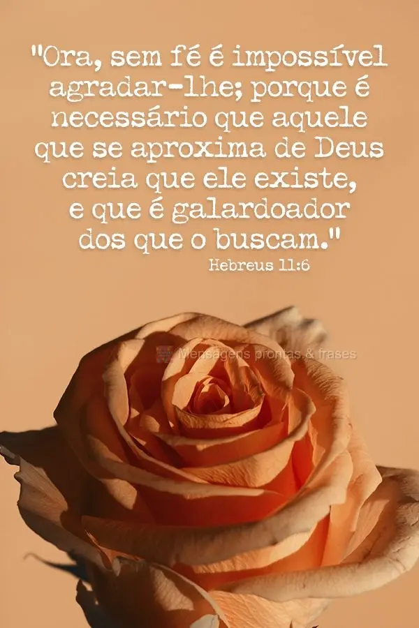 “Ora, sem fé é impossível agradar-lhe; porque é necessário que aquele que se aproxima de Deus creia que ele existe, e que é galardoador dos que o...