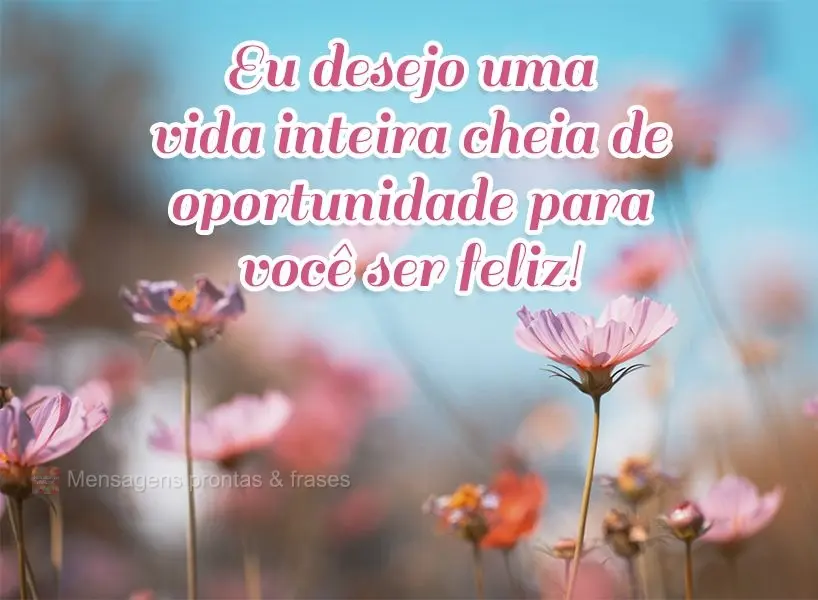 Eu desejo uma vida inteira cheia de oportunidade para você ser feliz!