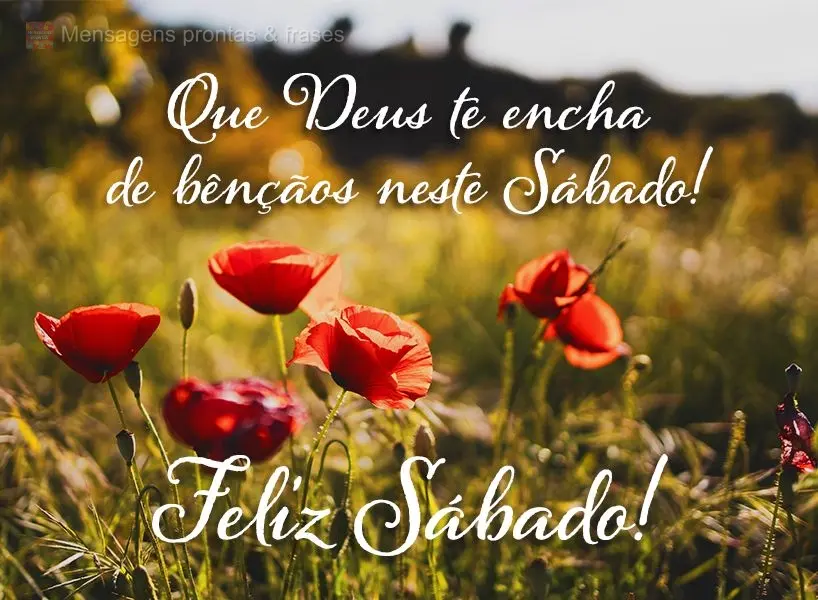 Que Deus te encha de bênçãos neste Sábado! Feliz Sábado!