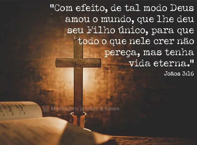 “Com efeito, de tal modo Deus amou o mundo, que lhe deu seu Filho único, para que todo o que nele crer não pereça, mas tenha vida eterna.” João 3...