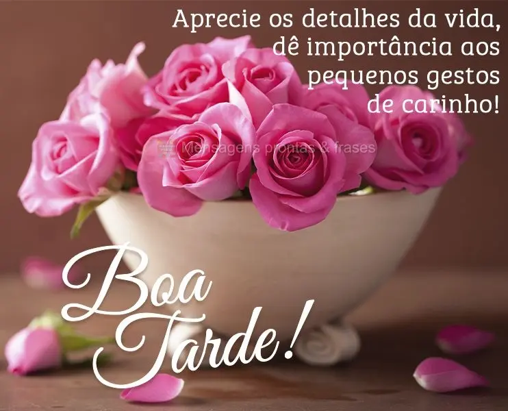 Aprecie os detalhes da vida, dê importância aos pequenos gestos de carinho! Boa tarde!