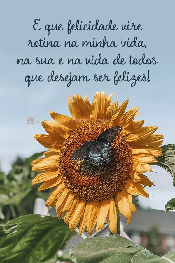 E que a felicidade vire rotina na minha vida, na sua e na vida de todos que desejam ser felizes!