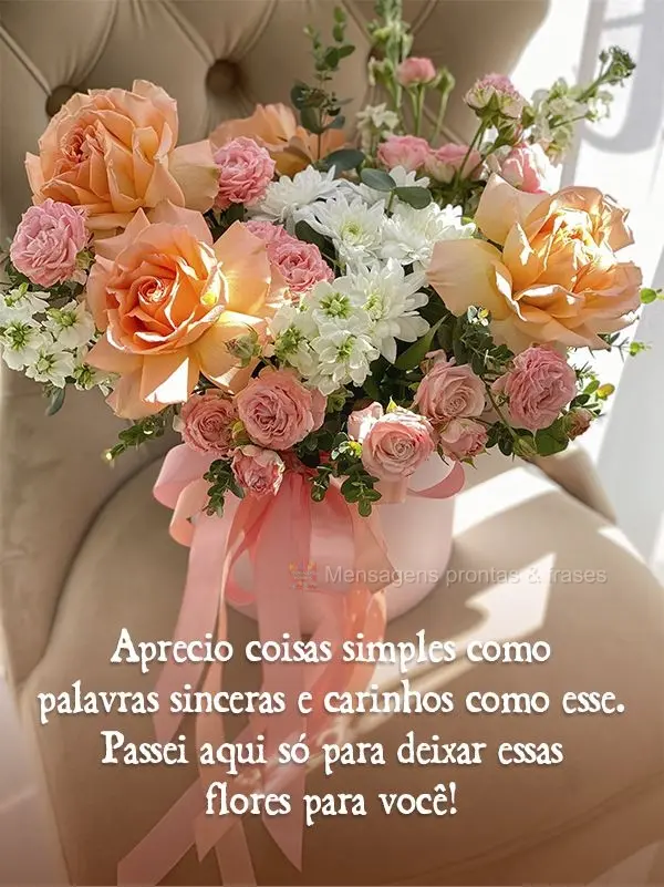 Aprecio coisas simples como palavras sinceras e carinhos como esse. Passei aqui só para deixar essas flores para você!