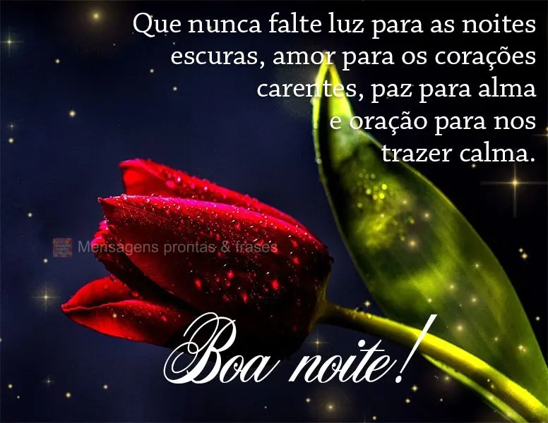 Que nunca falte luz para as noites escuras, amor para os corações carentes, paz para alma e oração para nos trazer calma. Boa noite!