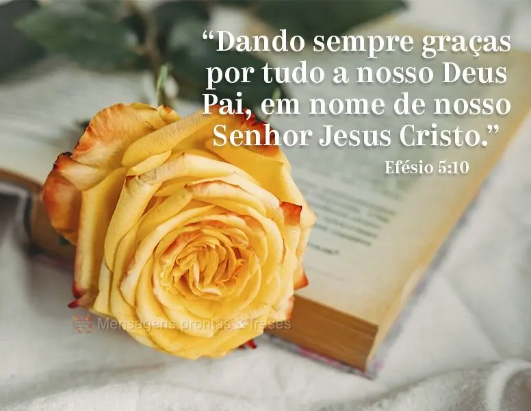 "Dando sempre graças por tudo a nosso Deus Pai, em nome de nosso Senhor Jesus Cristo." Efésio 5:10