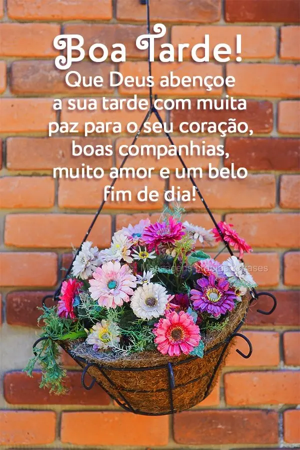 Que Deus abençoe a sua tarde com muita paz para o seu coração. Boas companhias, muito amor e um belo fim de dia! Boa tarde!