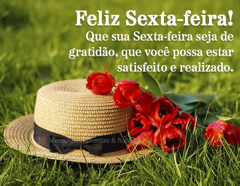 Que sua Sexta-feira seja de gratidão, que você possa estar satisfeito e realizado. Feliz Sexta-feira!