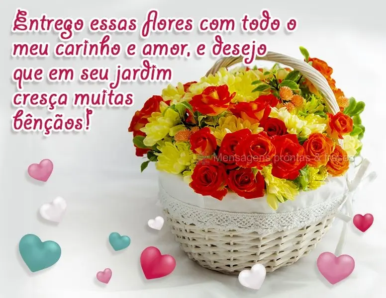 Entrego essas flores com todo o meu carinho e amor e desejo que em seu jardim cresça muitas bênçãos!!